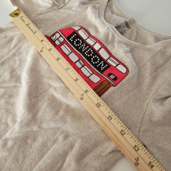 LONDON DOUBLE DECKER RED CITY BUS GYMBOREE TAN LONG SLEEVE SHIRT 8 9 10 - Picture 2 of 5